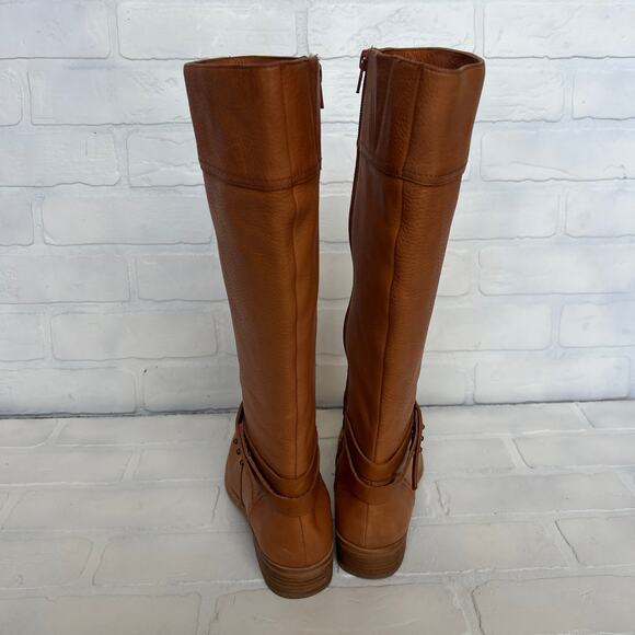 Lands End Women's Leather Toffee Colored Light Brown Knee High Boots -sz 6B - Picture 5 of 8
